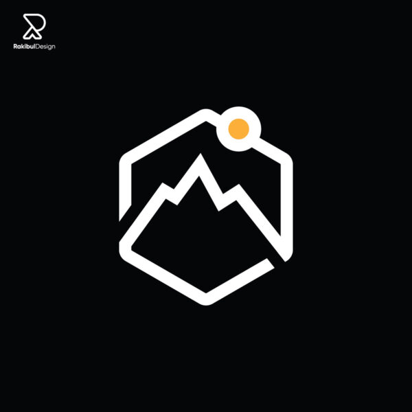 minimal mountain logo black background