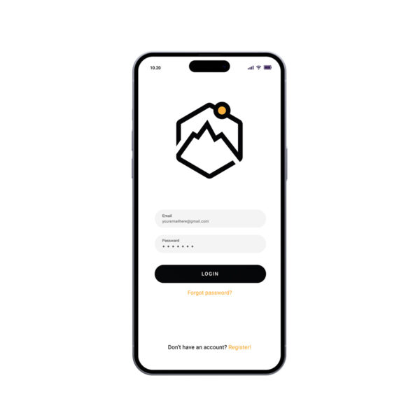 minimal mountain logo phone ui