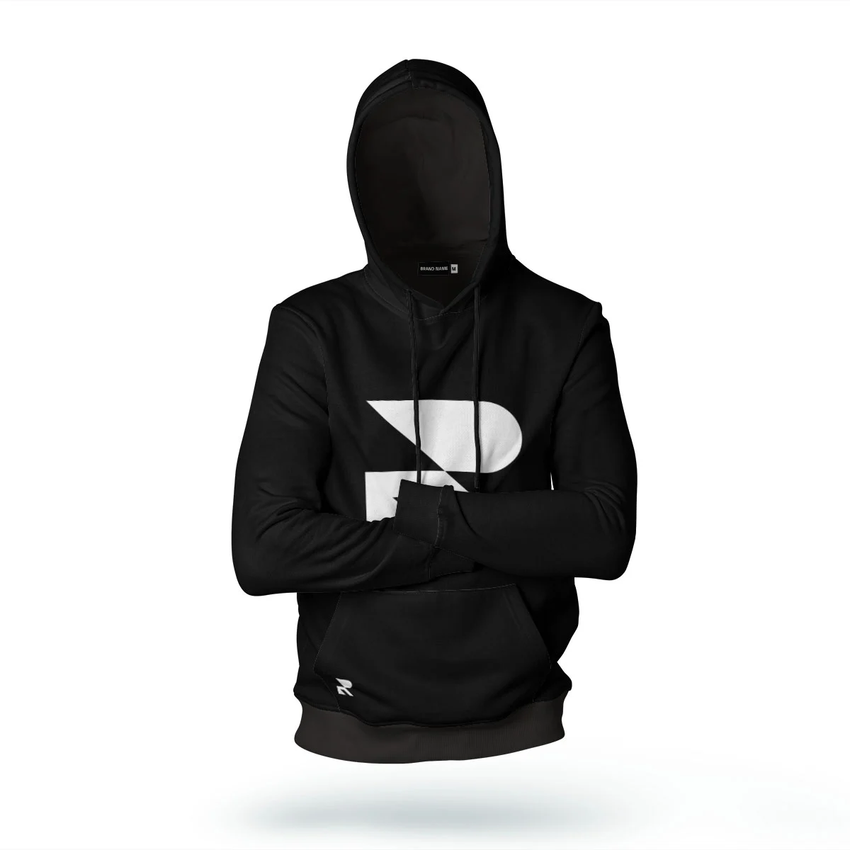 Minimal logo of letter r printed on streetwear hoodie