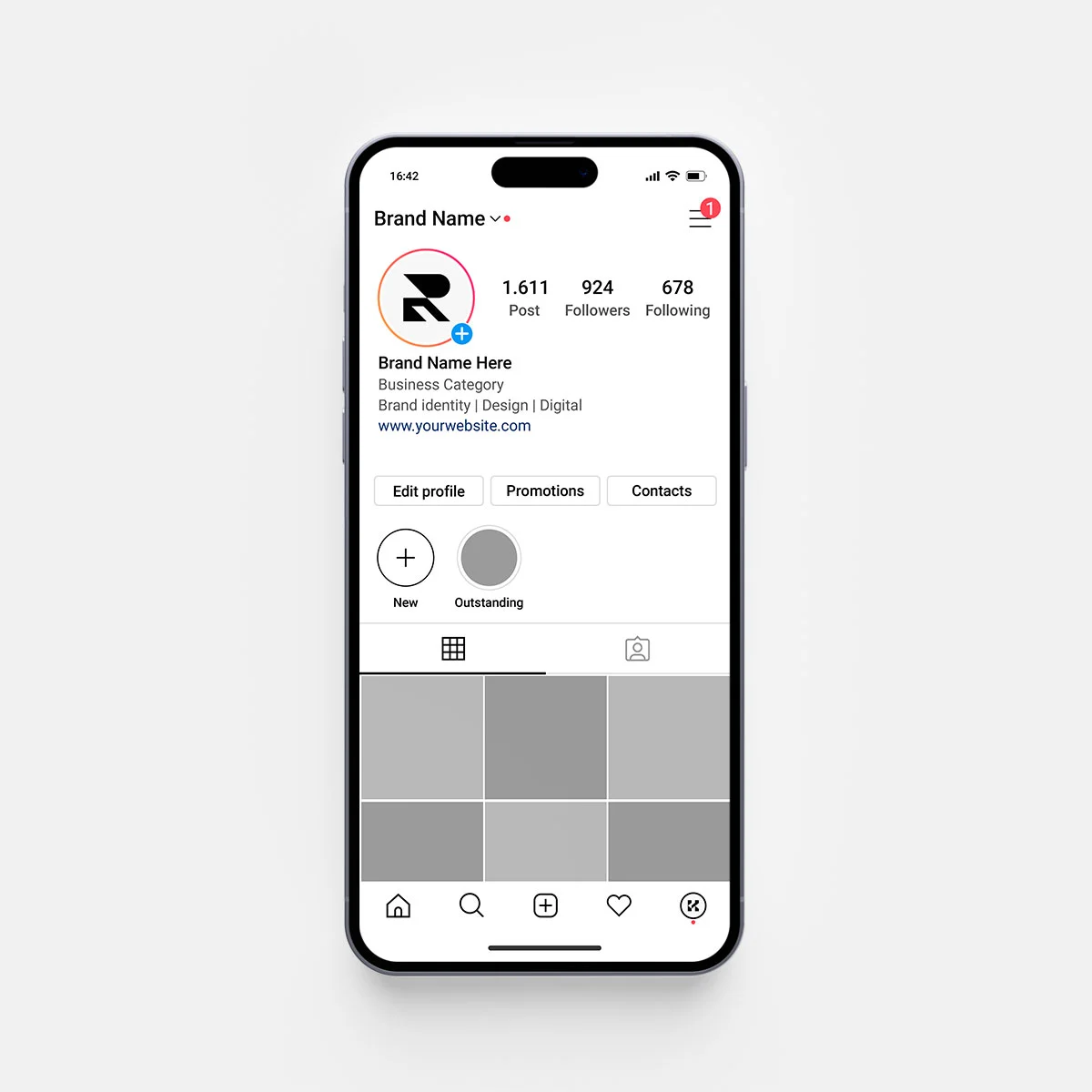 Black letter R logo as mobile app icon