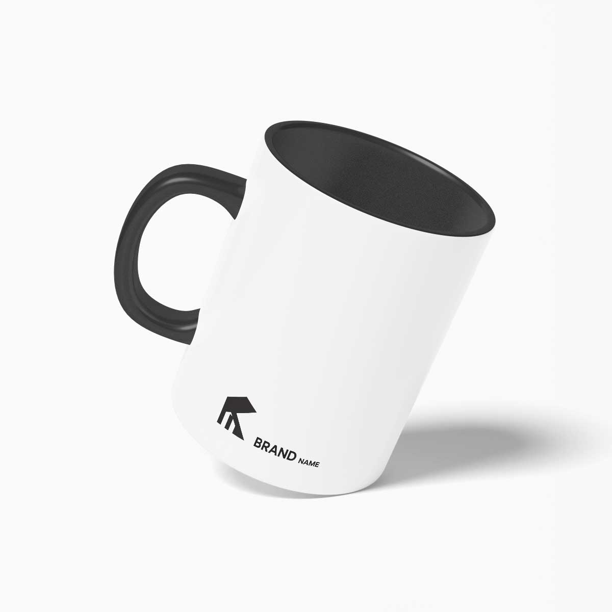 Coffee mug printed with k construction logo and strong geometric real estate house logo