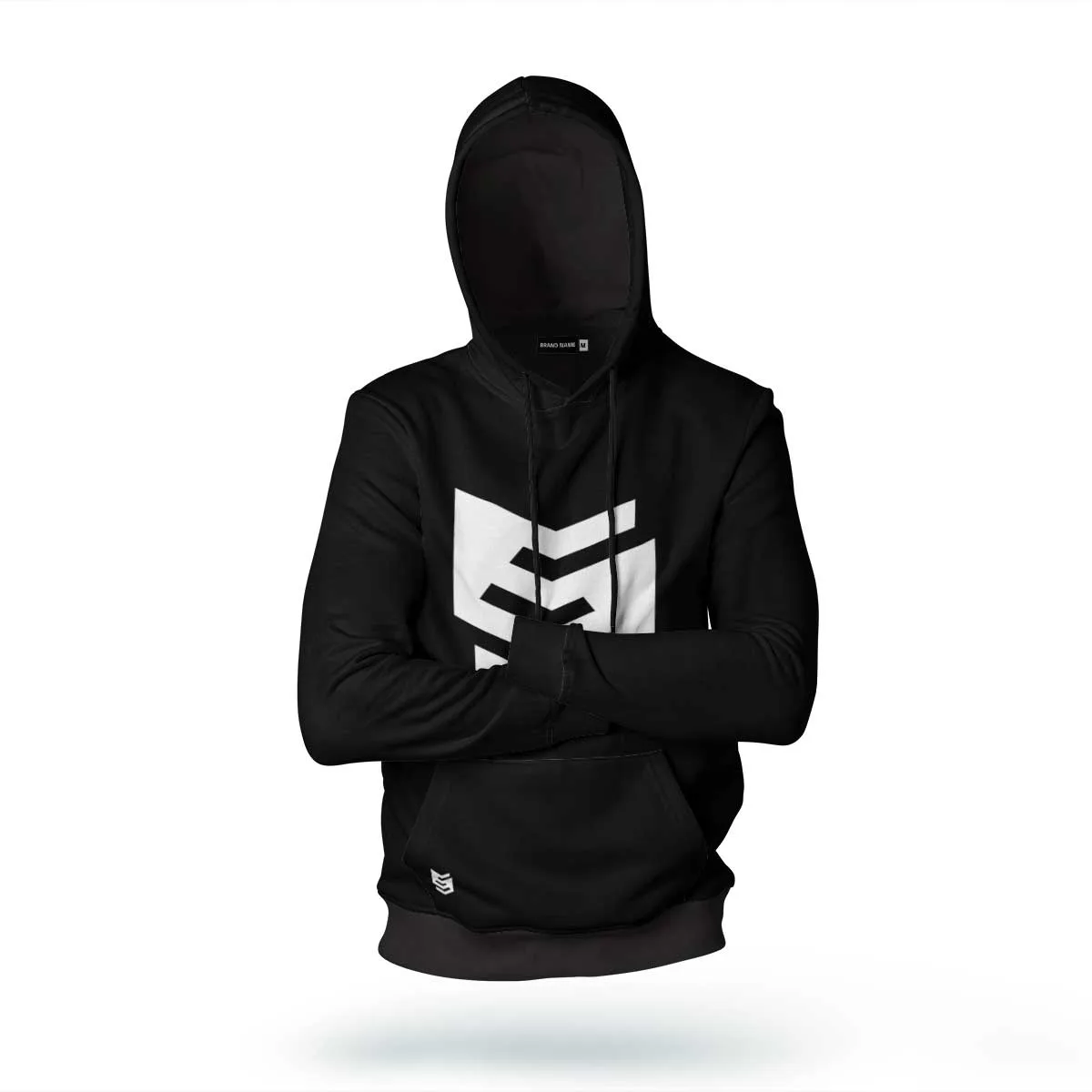 Minimal security logo hoodie with modern shield symbol