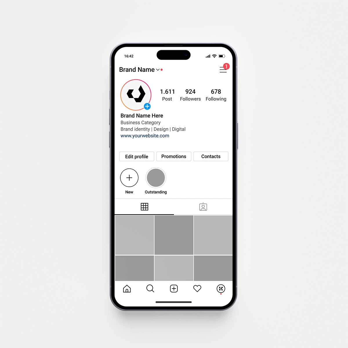Clean w abstract logo used for Instagram profile branding
