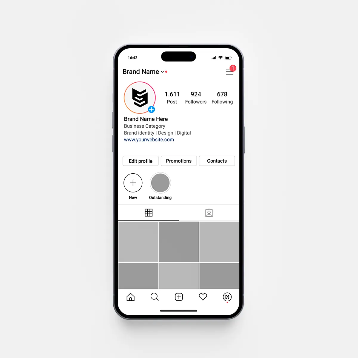 Clean shield logo used as Instagram profile for tech brand